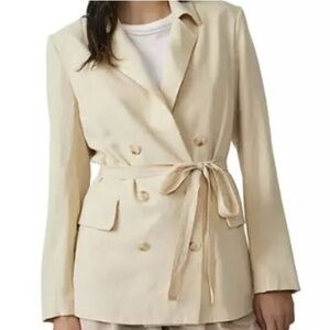 Free People Olivia Cream Linen Blend Blazer with Tie Waist - NWOT
